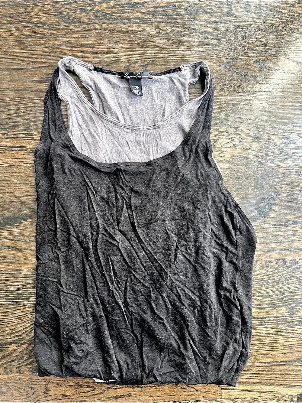 Kenneth Cole Women's Black
And Gray Layered Racerback Tank Top Size XS Like New
